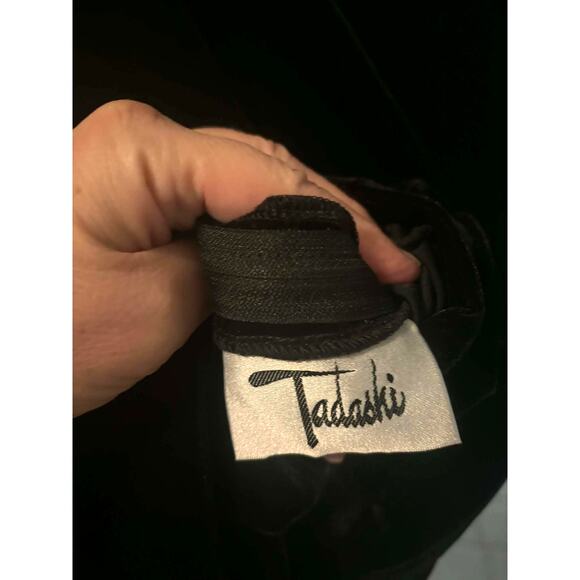 Vintage Tadashi Black Velvet Mesh Illusion Bodycon Dress Size S Sexy Cocktail - Picture 5 of 5